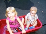 Emma and Alex in the Wagon